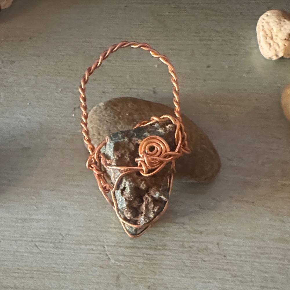 Handcrafted Copper Wire Wrapped Raw Dragon Stone Pendant